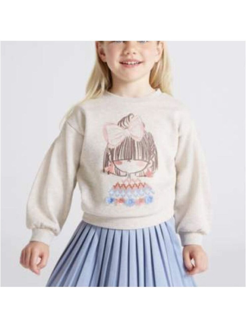 Size 8 Girls Mayoral Sky Blue Pleated Skirt